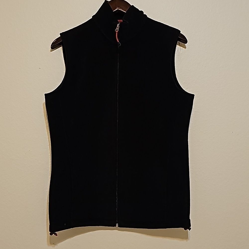 MENS Woolrich Vintage Black Sleeveless Mock Neck Fleece Cozy Zip Up Vest s